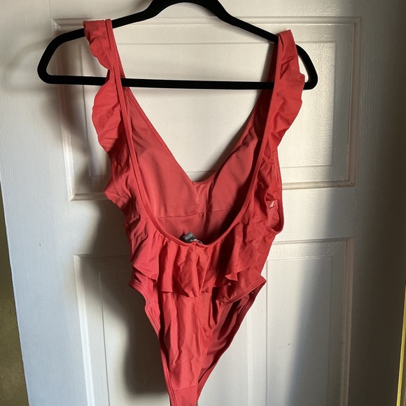 Coral Ruffled One-Piece Swimsuit - Picture 2 of 3